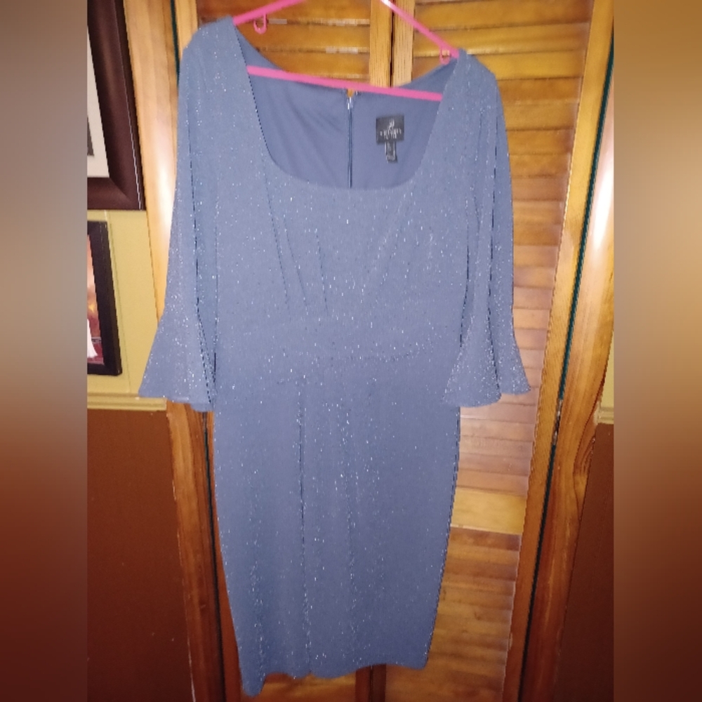 Adrianna Papell Navy Blue Fabric Size 14